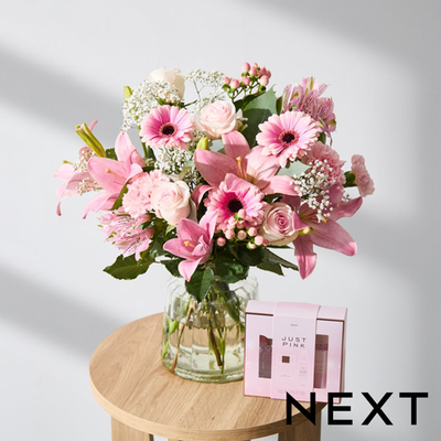 NEXT Lily, Rose & Germini Bouquet with Just Pink Perfume Gift Set