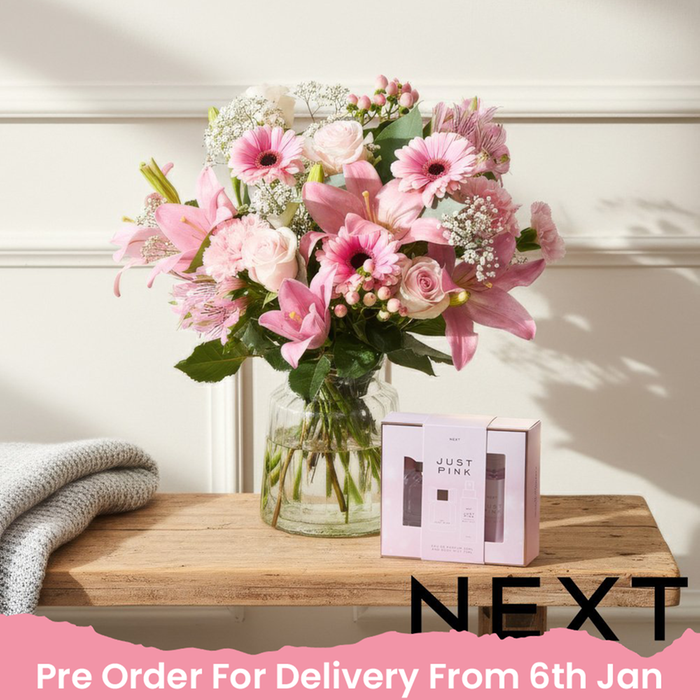 NEXT Lily, Rose & Germini Bouquet with Just Pink Perfume Gift Set