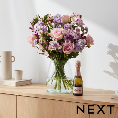 NEXT Rose & Stock Bouquet with Lanson 20cl Rosé Gift Set