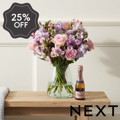 NEXT Rose & Stock Bouquet with Lanson 20cl Rosé Gift Set