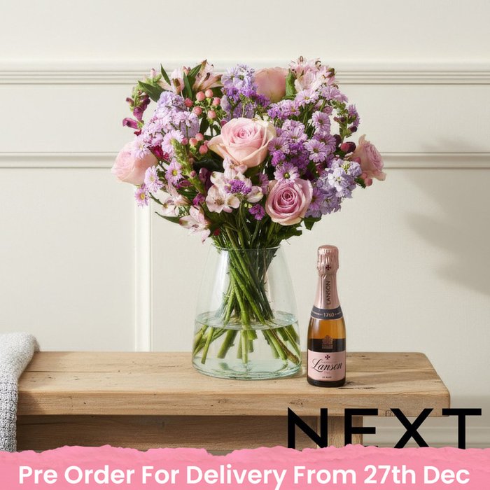 NEXT Rose & Stock Bouquet with Lanson 20cl Rosé Gift Set