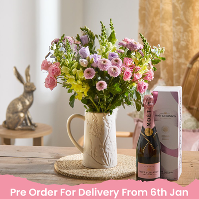 Laura Ashley Sweet Alyssum Bouquet with Moet Rosé Champagne Gift Set