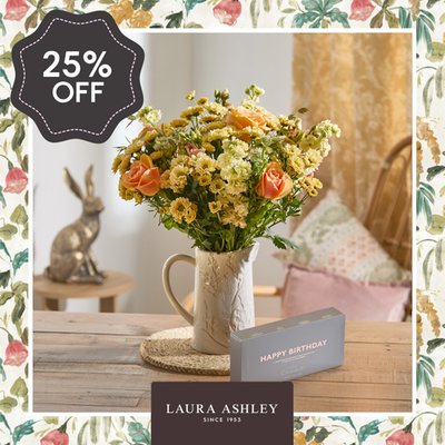 Laura Ashley The Golden Hour Bouquet and Hotel Chocolat Happy Birthday Box Gift Set