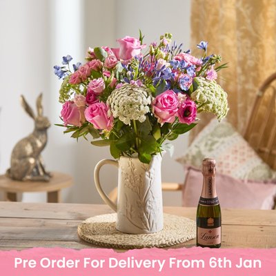 Laura Ashley The Mosedale Bouquet with Mini Lanson 20cl Rosé Gift Set