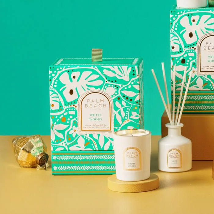 White Woods Candle & Diffuser Gift Set by Palm Beach Collection