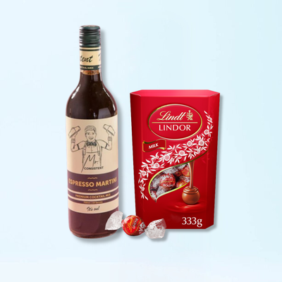Espresso Martini Cocktail Mixer & Lindt Lindor Milk Cornet 333g