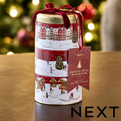NEXT Festive Set of 3 Tin Candles 