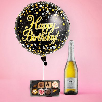 Black & Gold Birthday Balloon Gift Set