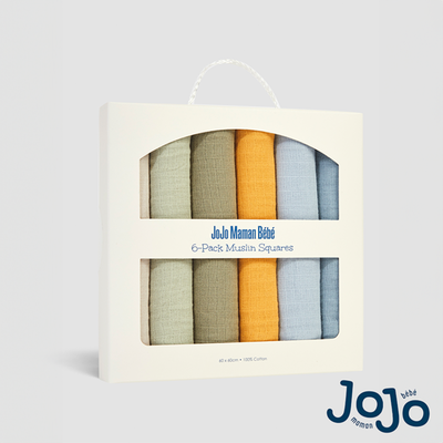 JoJo Maman Bébé Coloured Muslin Squares 6-Pack
