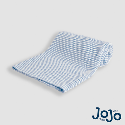 JoJo Maman Bébé Blue Knitted Stripe Blanket 