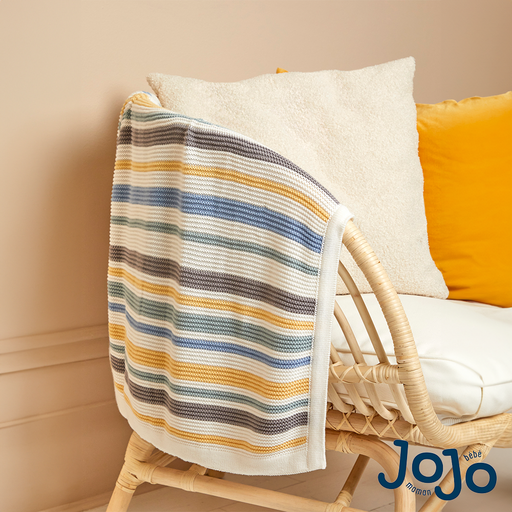 Jojo Maman Bebe Jojo Maman BÃ©bÃ© Pastel Chunky Knit Striped Blanket