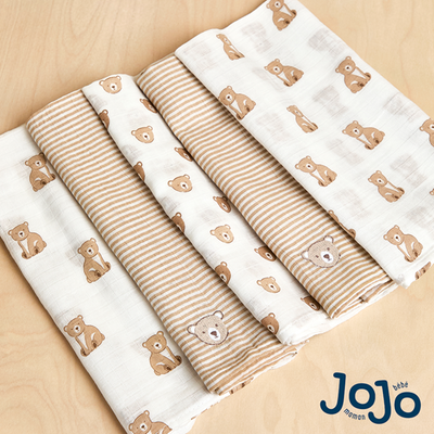 JoJo Maman Bébé Bear Embroidered Muslins 5-Pack