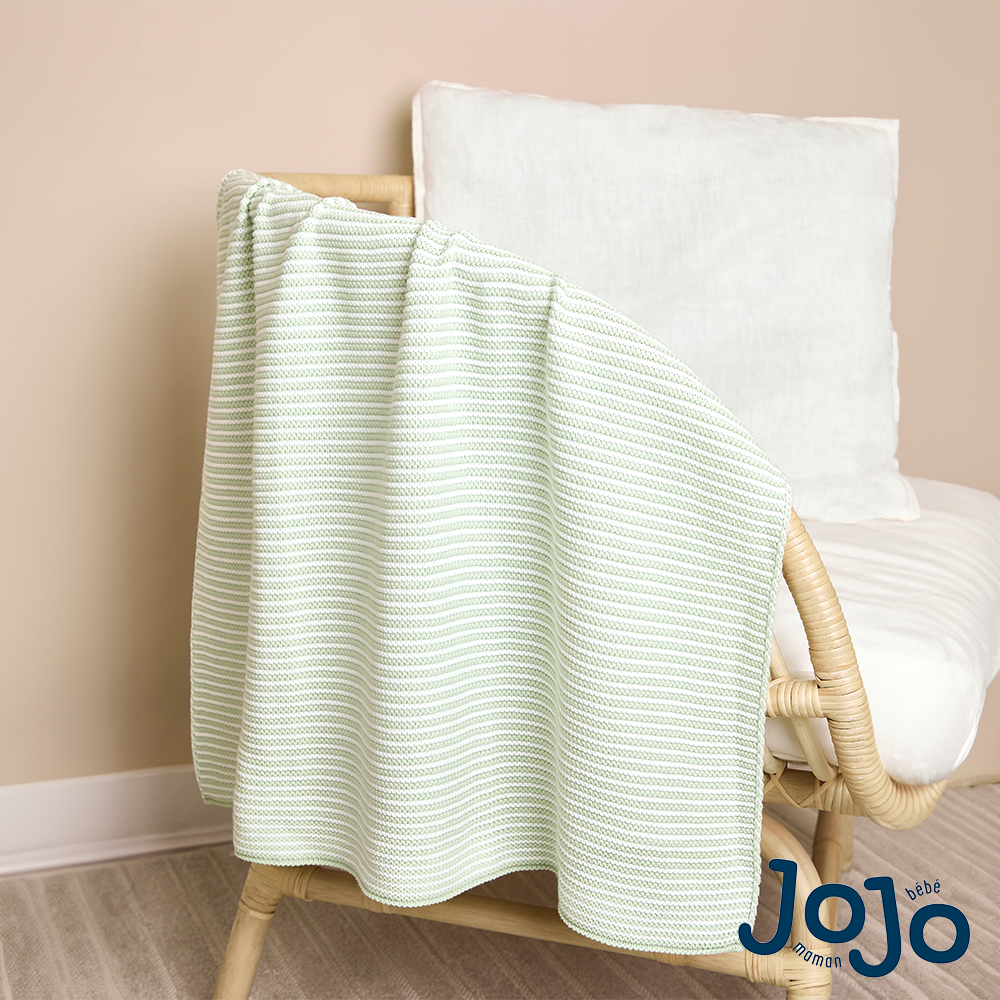 Jojo Maman Bebe Jojo Maman BÃ©bÃ© Sage Green Knitted Stripe Blanket