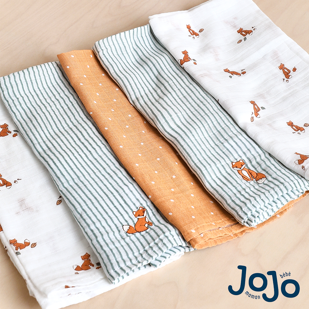Jojo Maman Bebe Jojo Maman BÃ©bÃ© Fox Embroidered Muslins 5-Pack