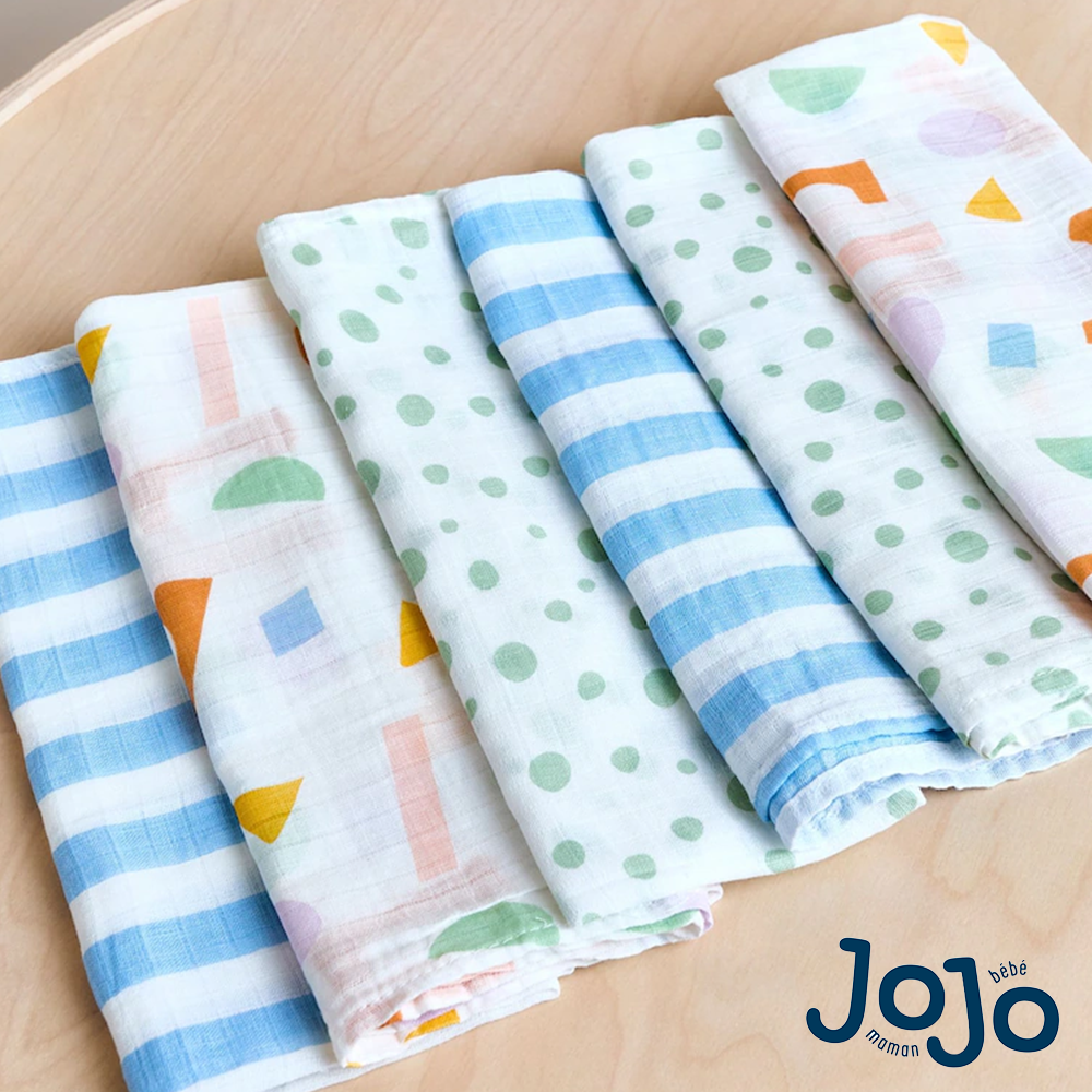 Jojo Maman Bebe Jojo Maman BÃ©bÃ© 6-Pack Bold Shapes Printed Muslins