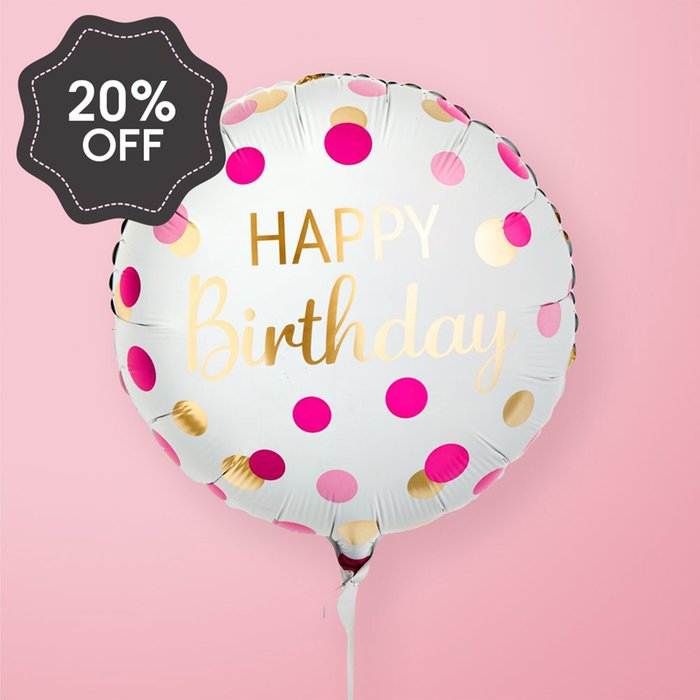 Pink & Gold Happy Birthday Balloon