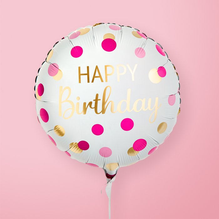 Pink & Gold Happy Birthday Balloon