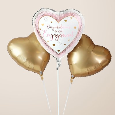 Engagement Heart Balloon Trio