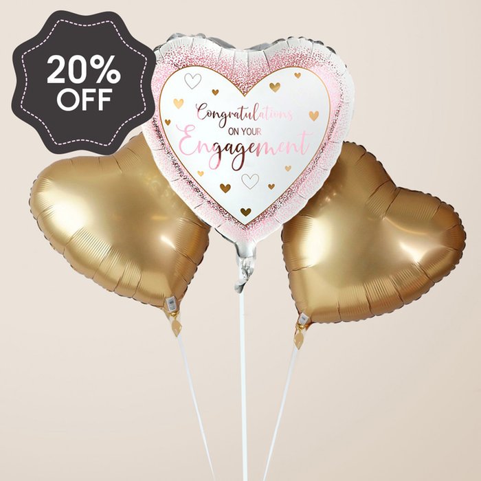 Engagement Heart Balloon Trio