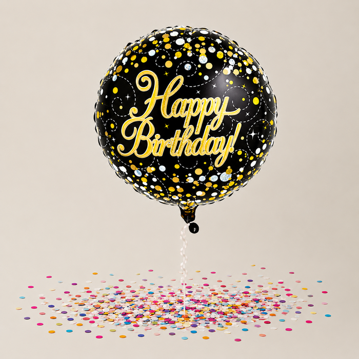Happy Birthday Black & Gold Balloon