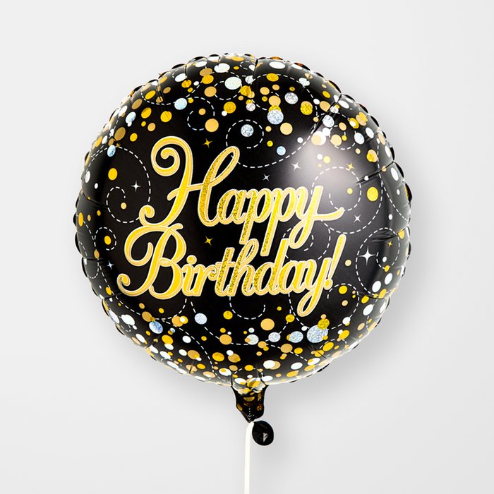 Happy Birthday Black & Gold Balloon