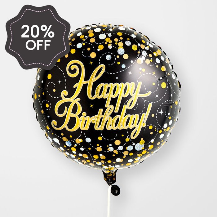 Happy Birthday Black & Gold Balloon