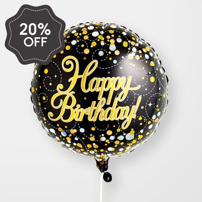 Happy Birthday Black & Gold Balloon