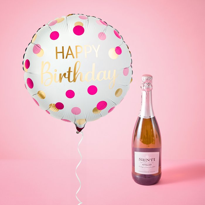 Birthday Balloon and Prosecco Rose Gift Set 