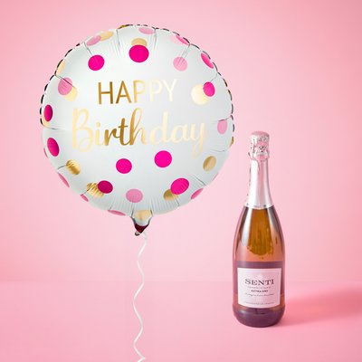 Birthday Balloon and Prosecco Rose Gift Set 