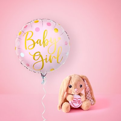 Baby Girl Balloon and Plush Gift Set