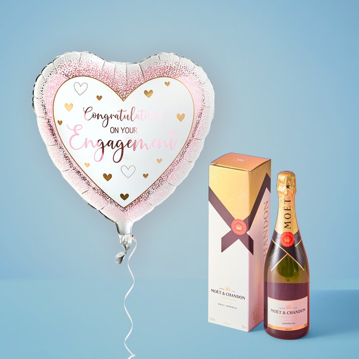 Engagement Balloon and Moet Champagne Gift Set