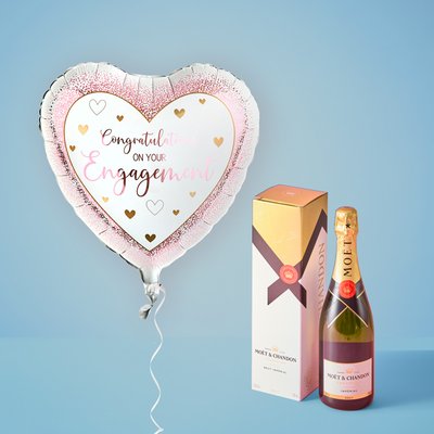 Engagement Balloon and Moet Champagne Gift Set