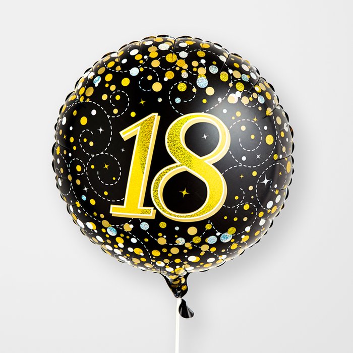 18th Birthday Black & Gold Balloon