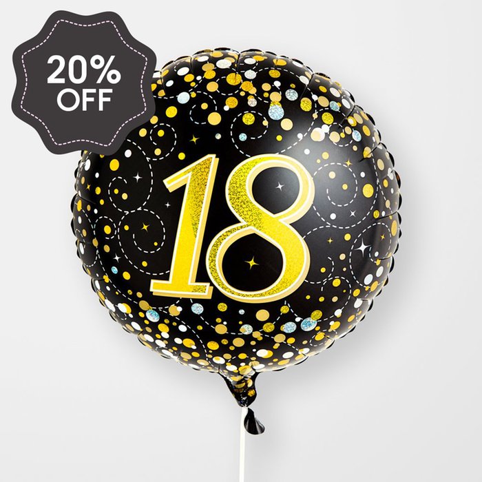 18th Birthday Black & Gold Balloon
