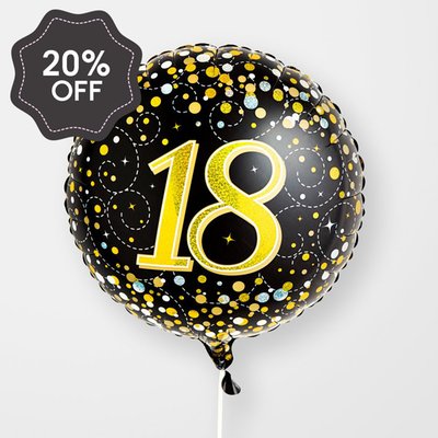 18th Birthday Black & Gold Balloon