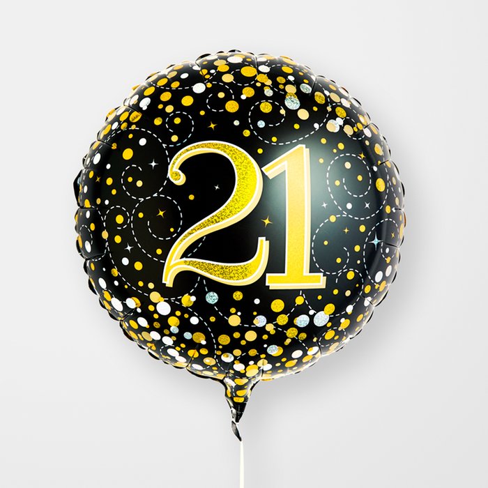 21st Birthday Black & Gold Balloon