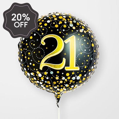 21st Birthday Black & Gold Balloon