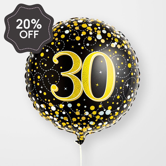 30th Birthday Black & Gold Balloon