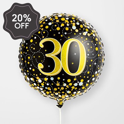30th Birthday Black & Gold Balloon