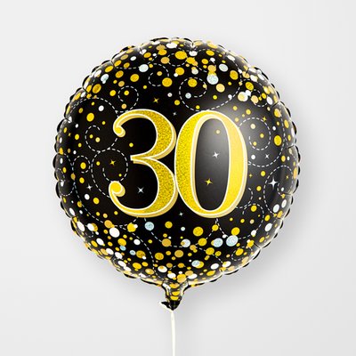 30th Birthday Black & Gold Balloon