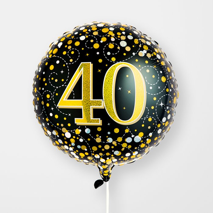 40th Birthday Black & Gold Balloon