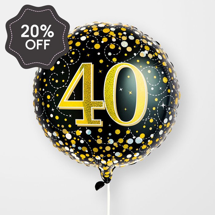 Happy 40th Black & Gold Balloon