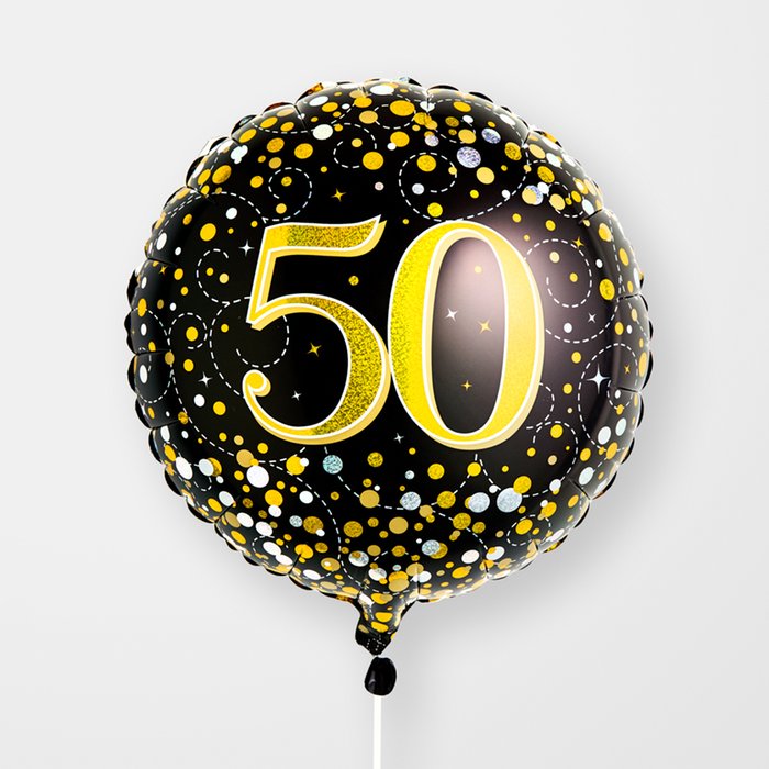 50th Birthday Black & Gold Balloon