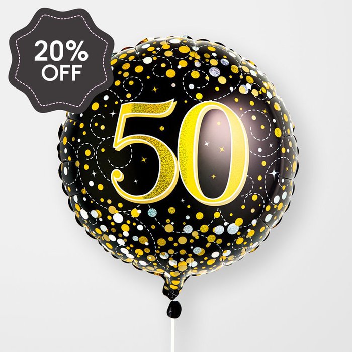 50th Birthday Black & Gold Balloon