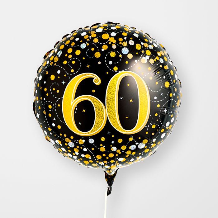 60th Birthday Black & Gold Balloon