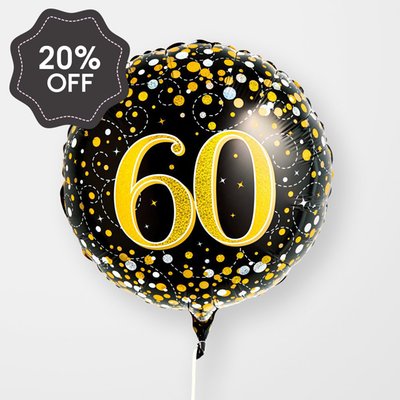 60th Birthday Black & Gold Balloon