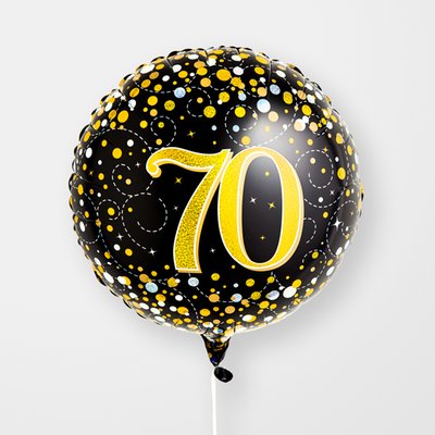 70th Birthday Black & Gold Balloon