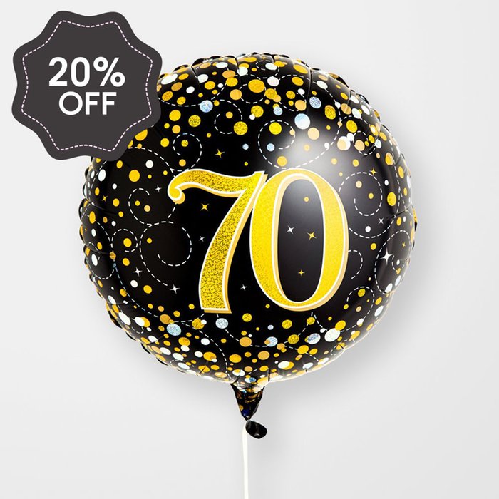 70th Birthday Black & Gold Balloon