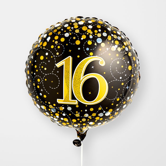 16th Birthday Black & Gold Balloon