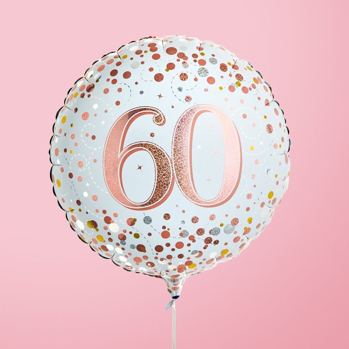 Happy 60th Pink Heart Balloon Trio